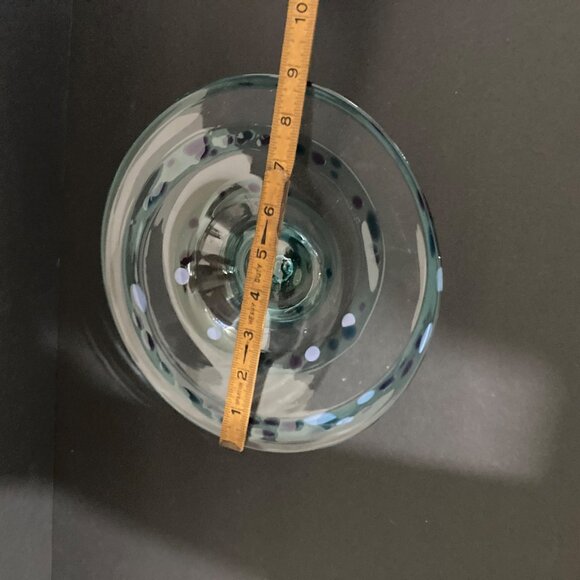 Signed Blown Glass Decorative Bowl With Polka Dot Design - Picture 6 of 6